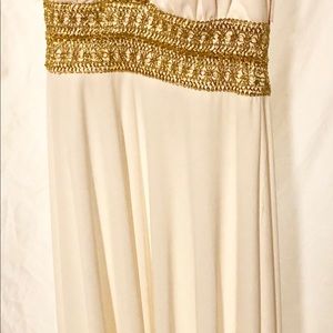 Betsy & Adam cocktail dress, Ivory/ gold braiding